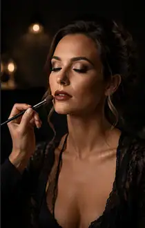 Boudoir Makeup Artist | Boudoir Fusion Johannesburg Makeup artist applying finishing touches before a boudoir photography session in Johannesburg