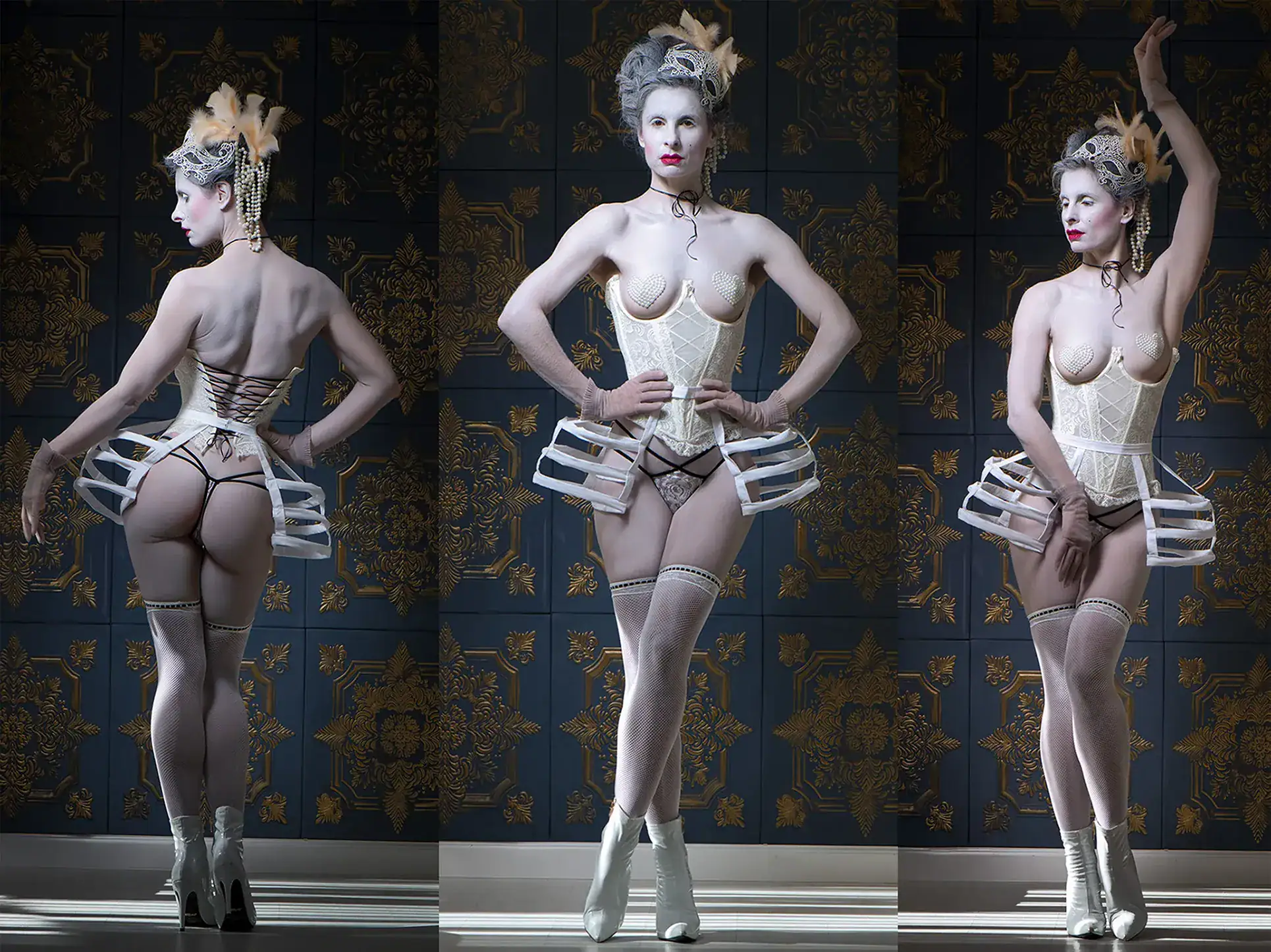 Marie Antoinette Inspired Conceptual Portrait Three theatrical Marie Antoinette inspired characters in an elaborate conceptual fashion portrait